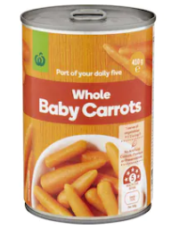 Whole Baby Carrots - 410g tin